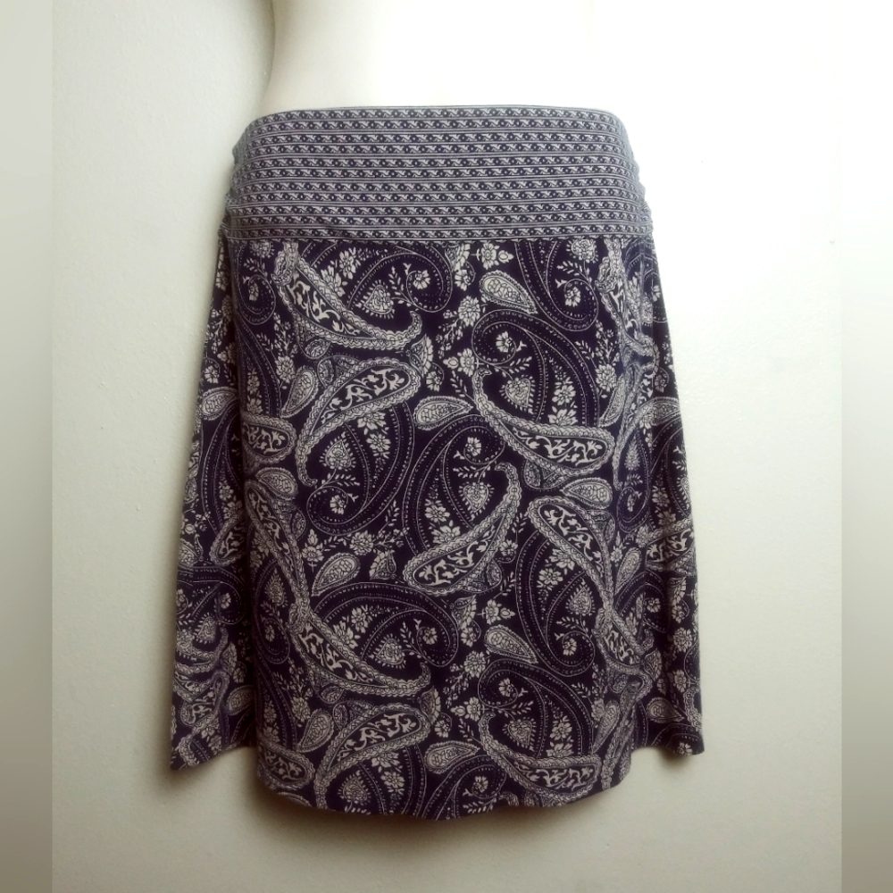 Casual Blue Paisley Print A - Line Skirt Size XL/XG ( 16-18)